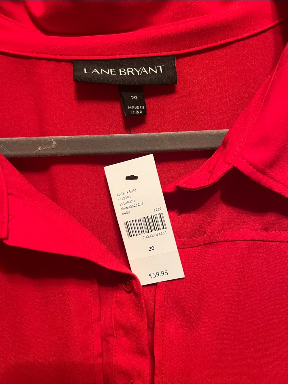 Lane Bryant Vibrant Red Button-Up Shirt